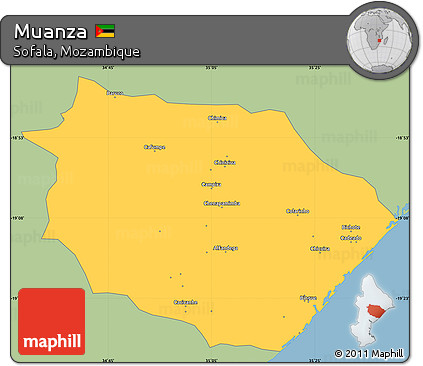 Savanna Style Simple Map of Muanza, single color outside
