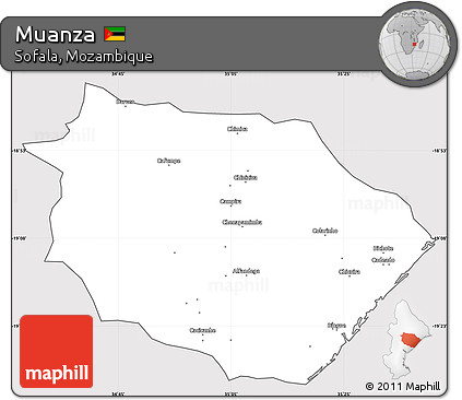 Silver Style Simple Map of Muanza, cropped outside