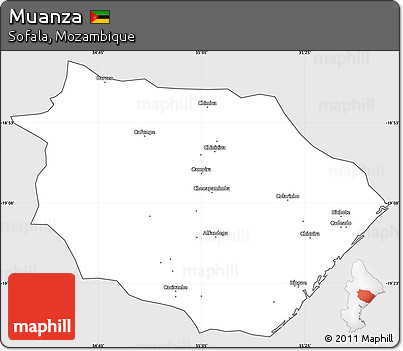 Silver Style Simple Map of Muanza, cropped outside