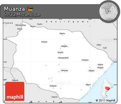 Silver Style Simple Map of Muanza