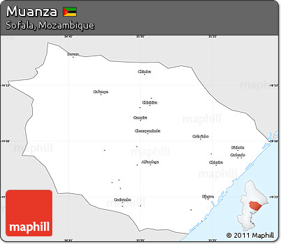 Silver Style Simple Map of Muanza, single color outside