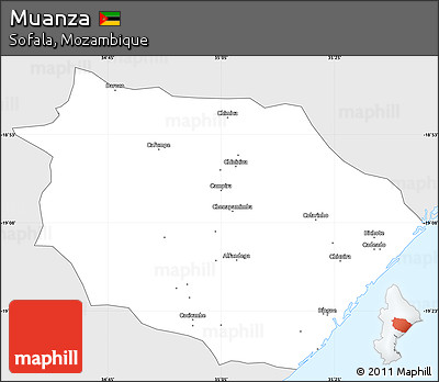 Silver Style Simple Map of Muanza, single color outside