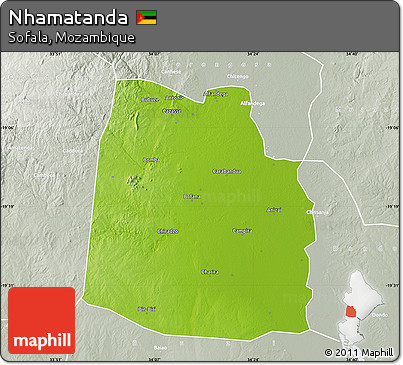 Physical Map of Nhamatanda, lighten, semi-desaturated