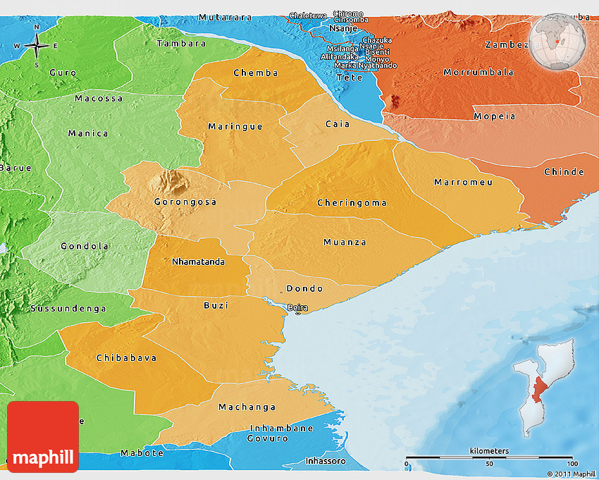 Political Shades Panoramic Map of Sofala