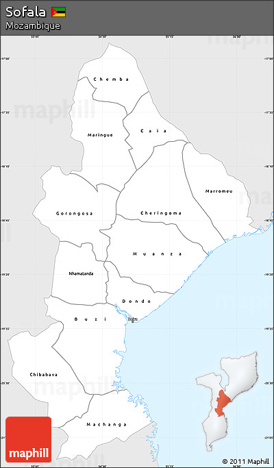 Silver Style Simple Map of Sofala, single color outside