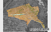 Satellite 3D Map of Tete, darken, desaturated