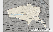Shaded Relief 3D Map of Tete, darken, semi-desaturated