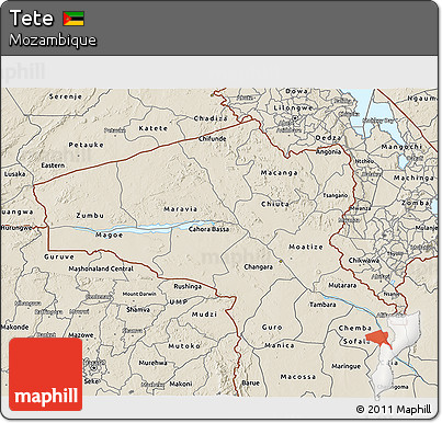 Shaded Relief 3D Map of Tete