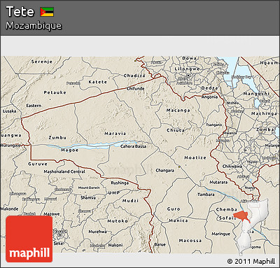 Shaded Relief 3D Map of Tete