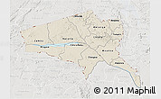 Shaded Relief 3D Map of Tete, lighten, semi-desaturated