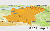 Political Panoramic Map of Cahora Bassa, physical outside