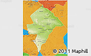 Physical 3D Map of Changara, political outside
