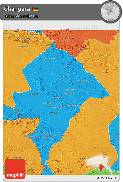 Political 3D Map of Changara