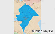 Political 3D Map of Changara, lighten