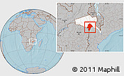 Gray Location Map of Changara, highlighted parent region, hill shading