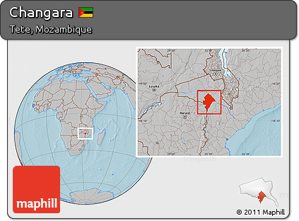 Gray Location Map of Changara, hill shading