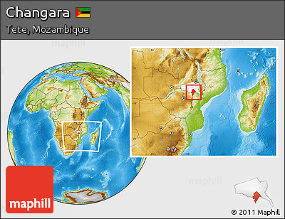 Physical Location Map of Changara, highlighted parent region, within the entire country