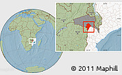 Savanna Style Location Map of Changara, highlighted country, highlighted parent region, hill shading