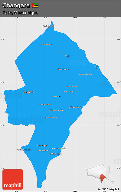 Political Simple Map of Changara, single color outside