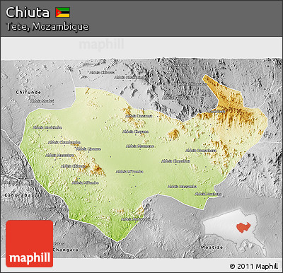 Physical 3D Map of Chiuta, desaturated