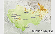 Physical 3D Map of Chiuta, lighten, semi-desaturated