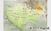 Physical 3D Map of Chiuta, semi-desaturated