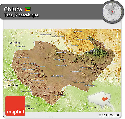 Satellite 3D Map of Chiuta, physical outside