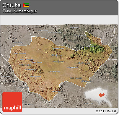 Satellite 3D Map of Chiuta, semi-desaturated