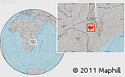 Gray Location Map of Chiuta, hill shading