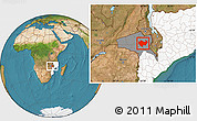 Satellite Location Map of Chiuta, highlighted country, highlighted parent region