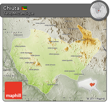 Physical Map of Chiuta, semi-desaturated
