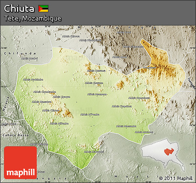 Physical Map of Chiuta, semi-desaturated