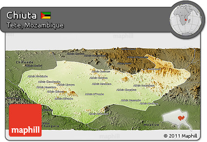 Physical Panoramic Map of Chiuta, darken