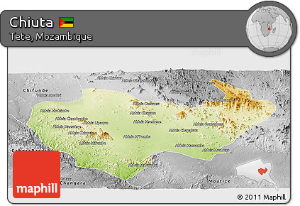 Physical Panoramic Map of Chiuta, desaturated