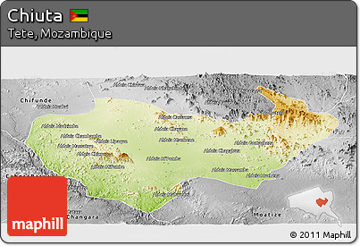 Physical Panoramic Map of Chiuta, desaturated