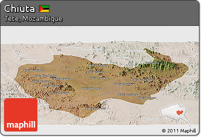 Satellite Panoramic Map of Chiuta, lighten