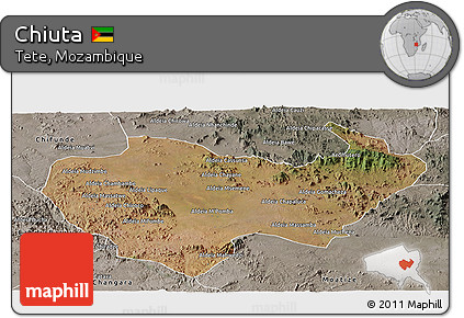 Satellite Panoramic Map of Chiuta, semi-desaturated