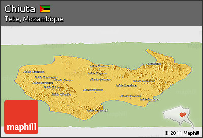 Savanna Style Panoramic Map of Chiuta, single color outside