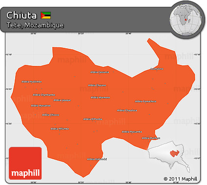 Political Simple Map of Chiuta, single color outside