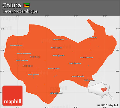 Political Simple Map of Chiuta, single color outside