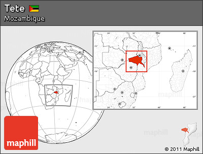Blank Location Map of Tete, within the entire country