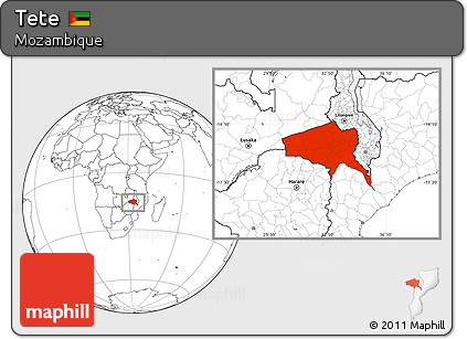 Blank Location Map of Tete