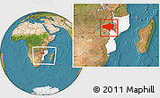 Satellite Location Map of Tete, highlighted country, within the entire country