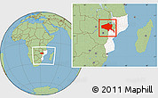 Savanna Style Location Map of Tete, highlighted country, within the entire country
