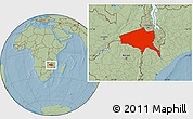 Savanna Style Location Map of Tete, hill shading