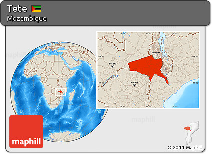 Shaded Relief Location Map of Tete