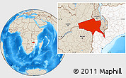 Shaded Relief Location Map of Tete, highlighted country