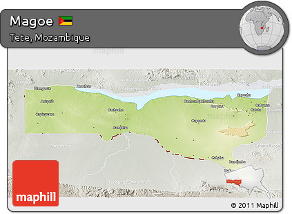 Physical 3D Map of Magoe, lighten, semi-desaturated