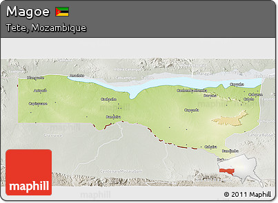 Physical 3D Map of Magoe, lighten, semi-desaturated