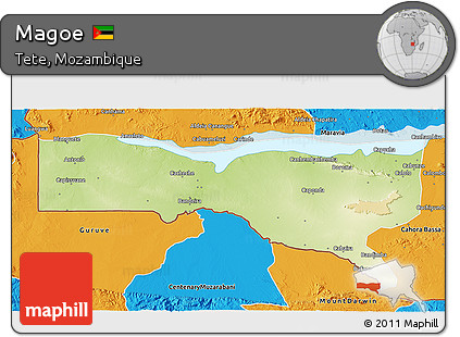 Physical 3D Map of Magoe, political outside